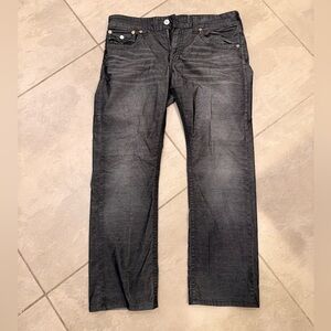 True Religion Ricky Authentic Vintage Straight Corduroy Pants Grey Size 34